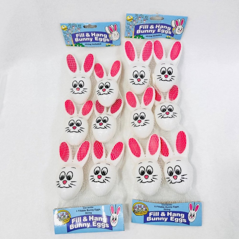Vintage Fill & Hang Plastic Bunny Eggs - 2 Packs (12)
